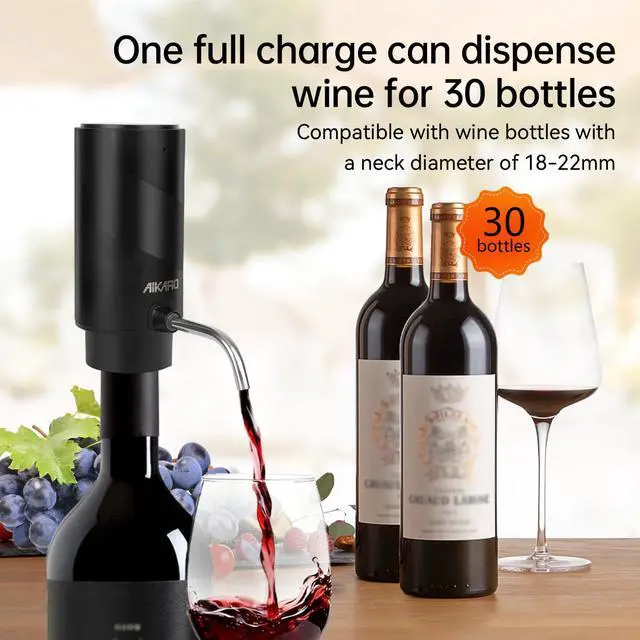 Alt view image 2 of 7 - Electric Wine Aerator Pourer Rechargeable Automatic Decanter, with Corkscrew and Vacuum Stopper (Set)