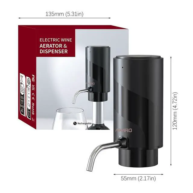 Alt view image 7 of 7 - Electric Wine Aerator Pourer Rechargeable Automatic Electronic Decanter
