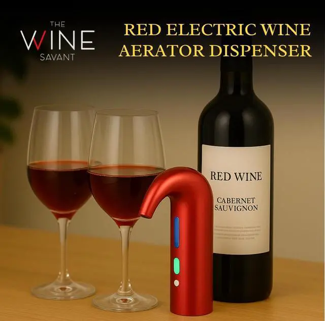 Alt view image 2 of 7 - Electric Wine Aerator Dispenser - Portable Premium Opener Accessory for Red & White Wines - Touch Activated Aeration for Spirits - Spout Pourer - Beginner and Enthusiast Gift (RED)