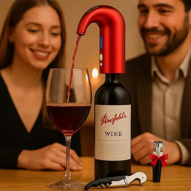 Alt view image 7 of 7 - Electric Wine Aerator Dispenser - Portable Premium Opener Accessory for Red & White Wines - Touch Activated Aeration for Spirits - Spout Pourer - Beginner and Enthusiast Gift (RED)