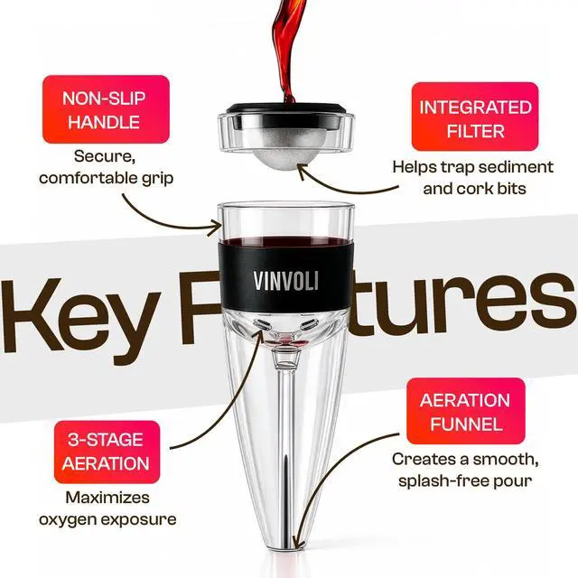 Alt view image 4 of 7 - Wine Aerator - Red Wine Pourer with Sediment Filter & Stand