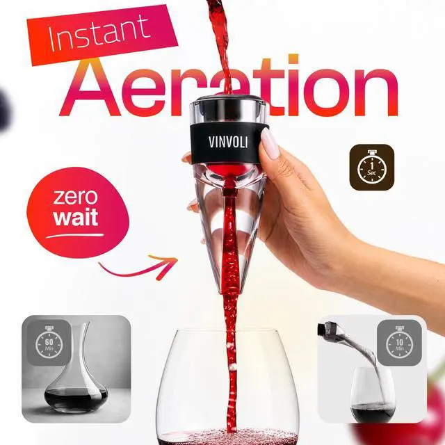 Alt view image 2 of 7 - Wine Aerator - Red Wine Pourer with Sediment Filter & Stand
