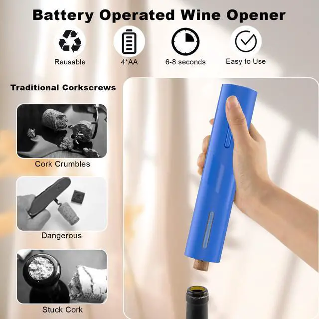 Alt view image 5 of 7 - Electric Battery Operated Wine Bottle Opener with Foil Cutter