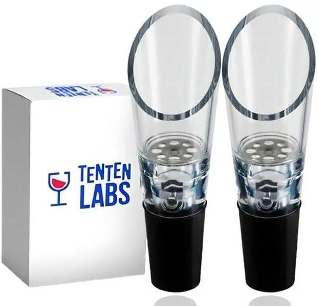 Main image of Wine Aerator Pourer (2-Pack), Decanter Spout, Black