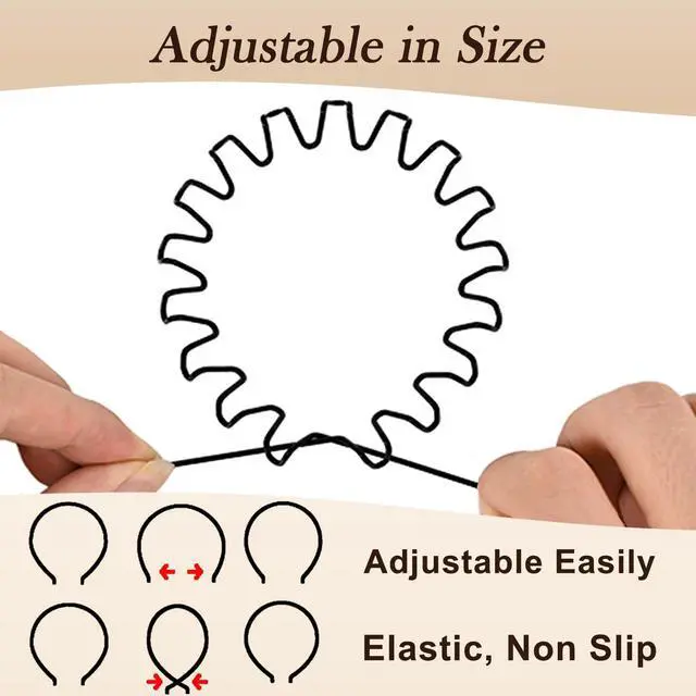Alt view image 3 of 7 - Metal Headband for Men, Non-Slip Small Wavy Metal Hairbands 2 Pack