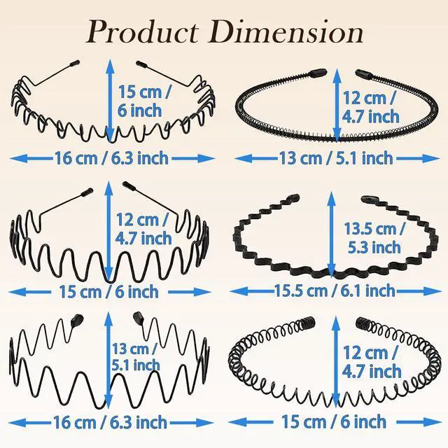 Alt view image 3 of 6 - Metal Headband for Men, Zigzag Wire with Teeth, Non-Slip Adjustable 6 Pack