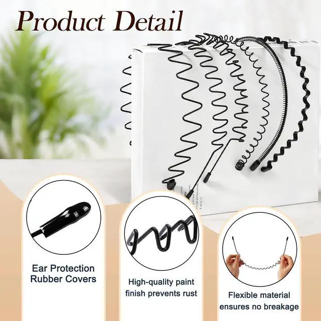Alt view image 2 of 7 - Metal Headband for Men, Non-Slip Small Wavy Metal Hairbands 2 Pack