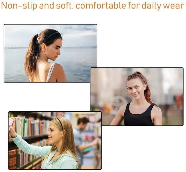 Alt view image 3 of 6 - 6 Pieces Plastic Headbands for Women Thin Headband with Teeth Plain Head Bands for Halloween Christmas Women's Hair(8 mm,Rubber Black)