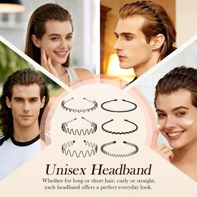 Alt view image 5 of 7 - Metal Headband for Men, Non-Slip Small Wavy Metal Hairbands 2 Pack