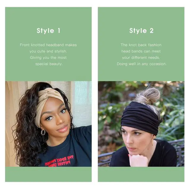 Alt view image 4 of 6 - 7'' Extra Wide Headbands for Women, Large Thick Turban Head Wrap Headband, Boho Bandana Head Bands for Women's Hair, Non Slip Workout Yoga Hairband Hair Accessories, 6 Pack