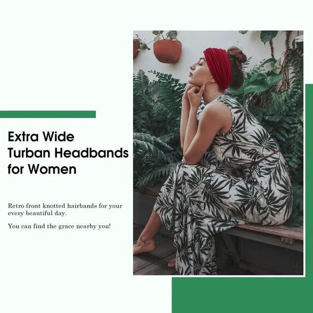 Alt view image 3 of 6 - 7'' Extra Wide Headbands for Women, Large Thick Turban Head Wrap Headband, Boho Bandana Head Bands for Women's Hair, Non Slip Workout Yoga Hairband Hair Accessories, 6 Pack