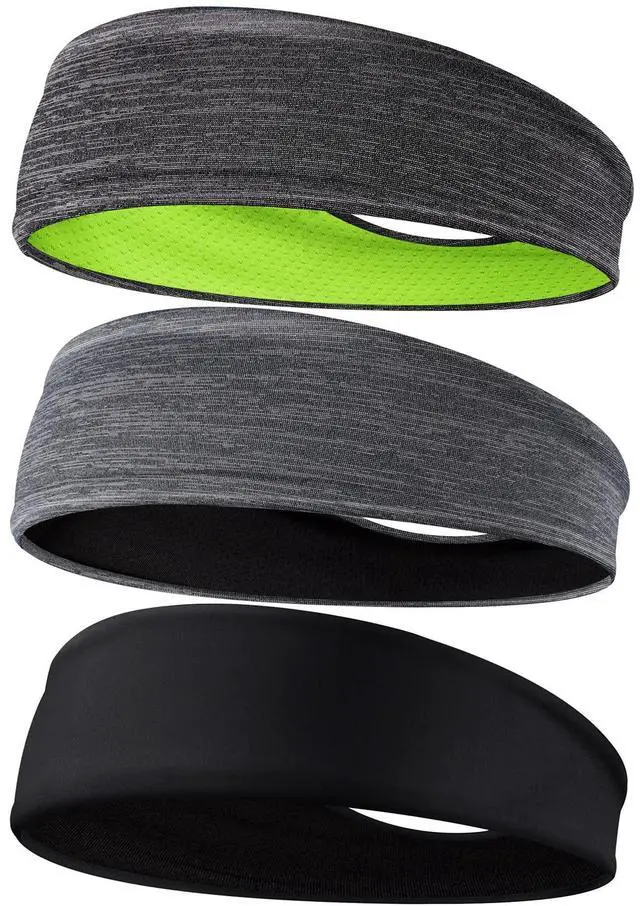 Main image of Men's Headbands, 3-Pack Head Band for Men, Sport Sweatbands for Running Fitness Yoga Cycling, Sweat Wicking Non Slip