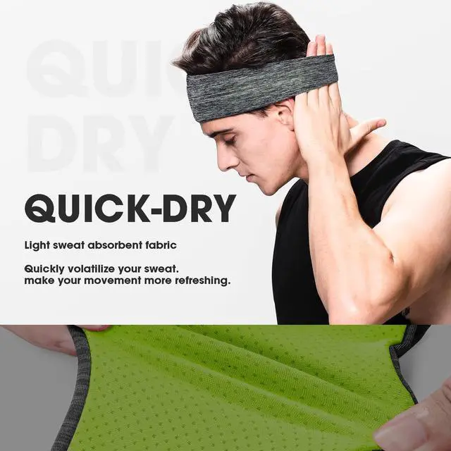 Alt view image 3 of 7 - Men's Headbands, 3-Pack Head Band for Men, Sport Sweatbands for Running Fitness Yoga Cycling, Sweat Wicking Non Slip