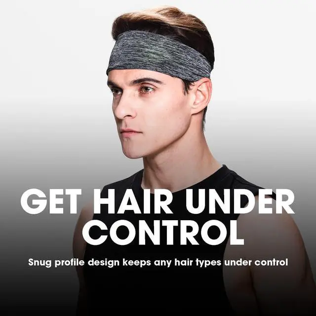 Alt view image 4 of 7 - Men's Headbands, 3-Pack Head Band for Men, Sport Sweatbands for Running Fitness Yoga Cycling, Sweat Wicking Non Slip