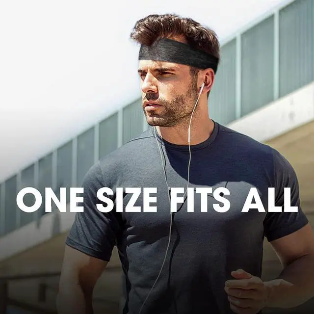 Alt view image 7 of 7 - Men's Headbands, 3-Pack Head Band for Men, Sport Sweatbands for Running Fitness Yoga Cycling, Sweat Wicking Non Slip