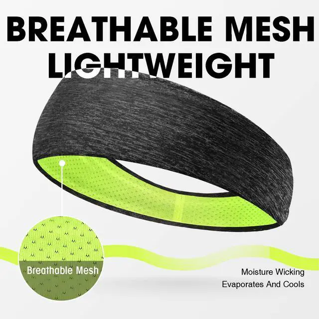 Alt view image 2 of 7 - Men's Headbands, 3-Pack Head Band for Men, Sport Sweatbands for Running Fitness Yoga Cycling, Sweat Wicking Non Slip