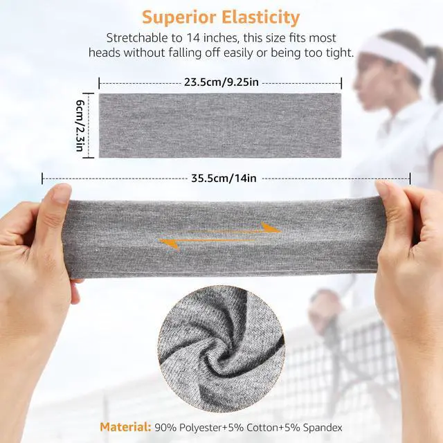 Alt view image 2 of 7 - Headbands for Women, Stretchy Non Slip Soft Cotton Cloth Hair Bands for Sports, Workout, Yoga and Running, 7pcs