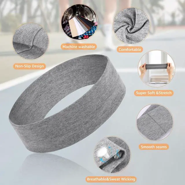 Alt view image 5 of 7 - Headbands for Women, Stretchy Non Slip Soft Cotton Cloth Hair Bands for Sports, Workout, Yoga and Running, 7pcs