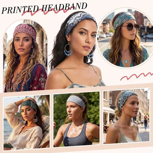 Alt view image 6 of 7 - 8 Pack Headbands for Women, Boho Style Headbands