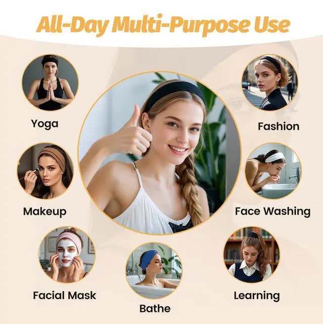 Alt view image 4 of 6 - Headbands for Women, Wide Thick Workout Hair Band, Non Slip Head Bands