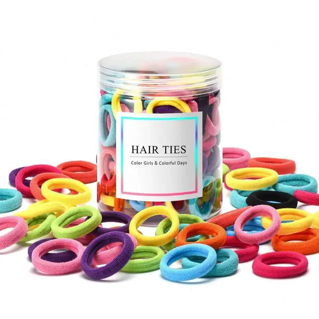 Main image of 100 Pcs Baby Hair Ties, Cotton Ponytail Holders, No Damage Elastics