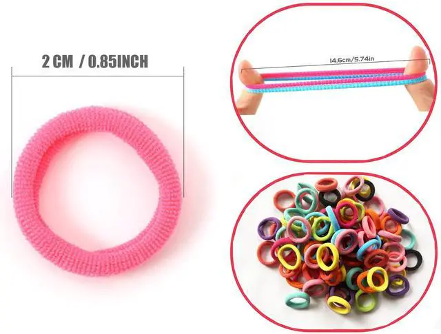 Alt view image 6 of 7 - 100 Pcs Baby Hair Ties, Cotton Ponytail Holders, No Damage Elastics