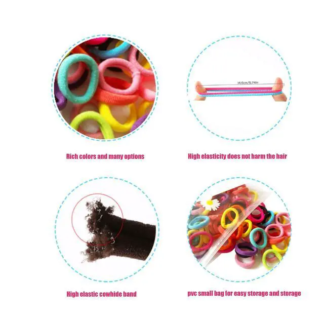 Alt view image 4 of 7 - 100 Pcs Baby Hair Ties, Cotton Ponytail Holders, No Damage Elastics