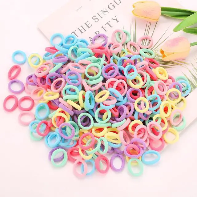 Alt view image 5 of 7 - 200 Pack Hair Ties BEoffer Baby Toddlers Girls Elastics Hair Bands No Damage Multicolor Colorful Small Rubber Bands Ponytail Pigtails Holders Not Harm to Hair (Macaron)