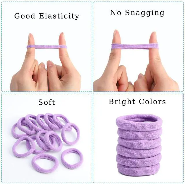 Main image of 200 Baby Hair Ties, Soft Cotton Seamless Bands for Toddlers Girls