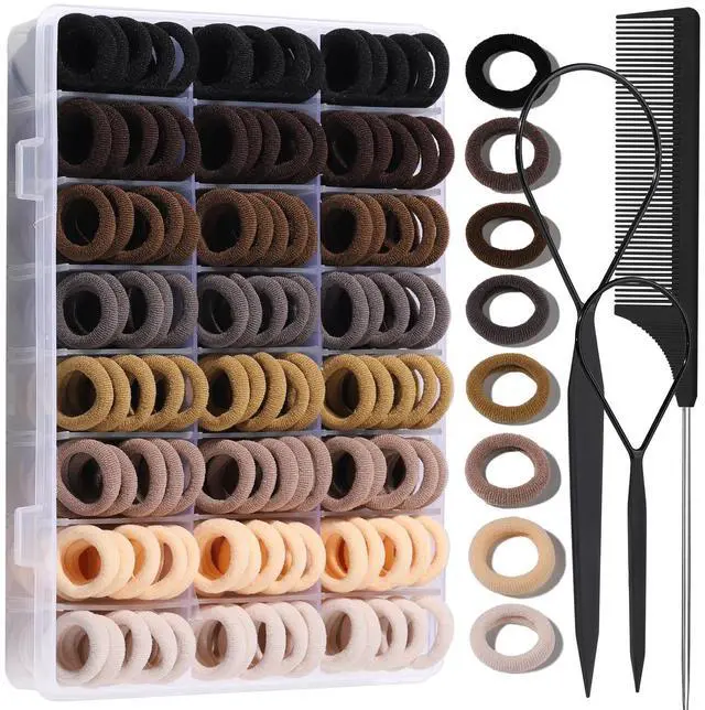 Main image of Baby Hair Ties, 280 PCS Hair Accessories for Girls, Toddler, Kids, Cotton Elastics Hair Bands with Organizer Box, Seamless Small Ponytail Holders, Neutral Colors