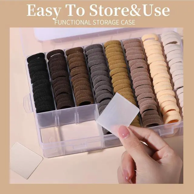 Alt view image 4 of 7 - Baby Hair Ties, 280 PCS Hair Accessories for Girls, Toddler, Kids, Cotton Elastics Hair Bands with Organizer Box, Seamless Small Ponytail Holders, Neutral Colors