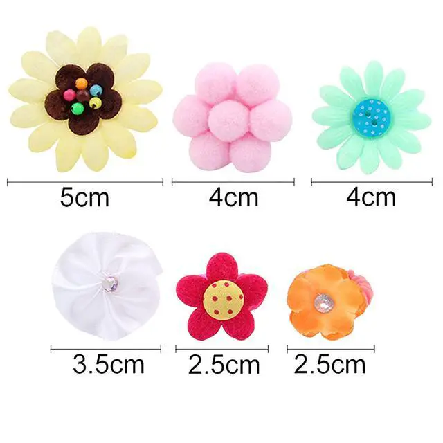 Alt view image 2 of 6 - 50 Pcs Elastic Hair Ties for Girls Cute Flower Toddler Hair Ties Multicolor Candy Baby Girls Scrunchies Soft Seamless Ponytail Holders Rubber Bands Sold by Zifengcer