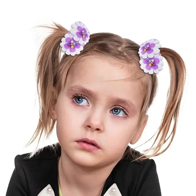 Alt view image 4 of 6 - 50 Pcs Elastic Hair Ties for Girls Cute Flower Toddler Hair Ties Multicolor Candy Baby Girls Scrunchies Soft Seamless Ponytail Holders Rubber Bands Sold by Zifengcer