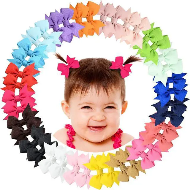 Main image of 40PCS 2" Baby Hair Clips Fully Lined Baby Hair Bows Clips