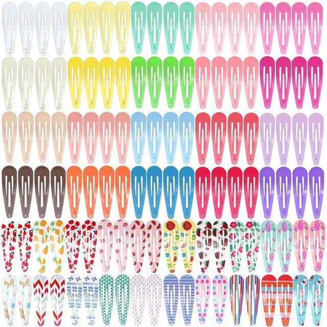 Main image of 120 Pcs Funtopia 2 Inch Candy Color Barrettes and Non-Slip Metal Snap Hair Accessories for Kids, Teens, and Women (40 Assorted Colors)