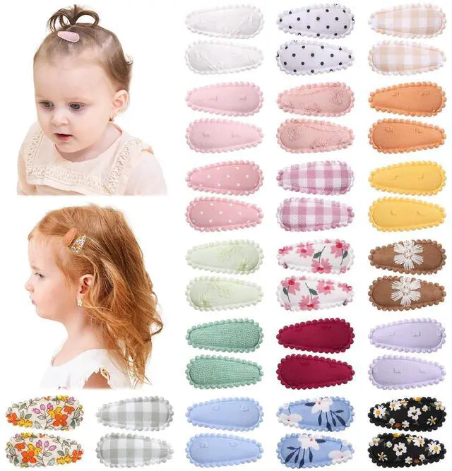 Main image of 40 PCS Cute Toddler Snap Hair Clips with Flower Patterns - 1.5" Mini Hair Barrettes and Accessories for Baby Girls, Infants, Toddlers