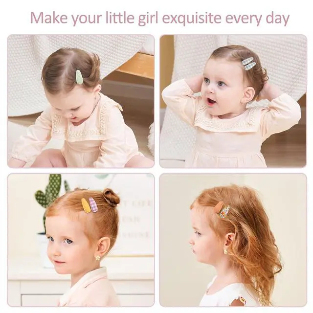 Alt view image 2 of 7 - 40 PCS Cute Toddler Snap Hair Clips with Flower Patterns - 1.5" Mini Hair Barrettes and Accessories for Baby Girls, Infants, Toddlers