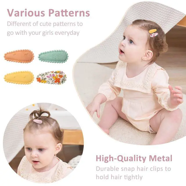 Alt view image 4 of 7 - 40 PCS Cute Toddler Snap Hair Clips with Flower Patterns - 1.5" Mini Hair Barrettes and Accessories for Baby Girls, Infants, Toddlers