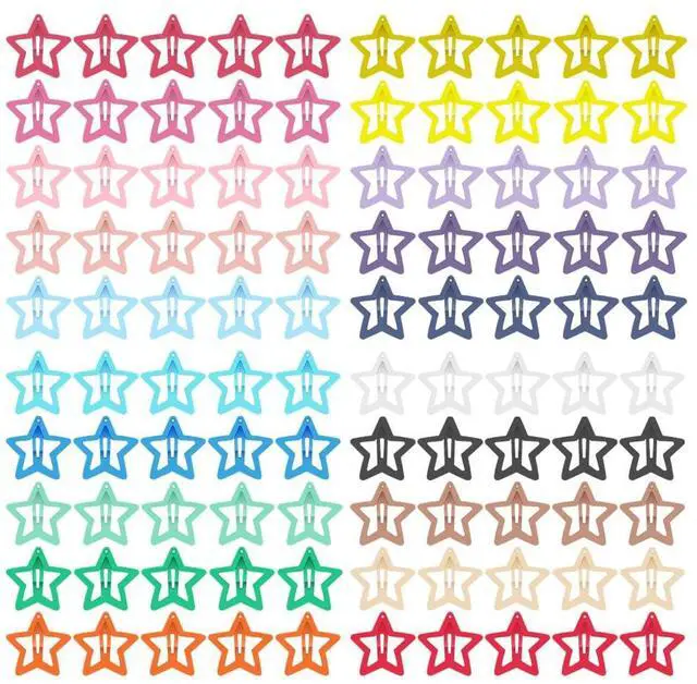 Main image of 100-Piece Metal Snap Hair Clips for Girls, Toddlers, and Kids - Perfect for Fine Hair, Thick Hair, and More - Featuring Fun Star Designs