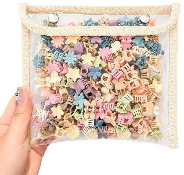 Main image of 100 Pcs Mini Hair Clips for Girls, Cute Pastel Flower & Animal Design Clips, Durable Plastic Hair Accessories for Toddlers and Kids