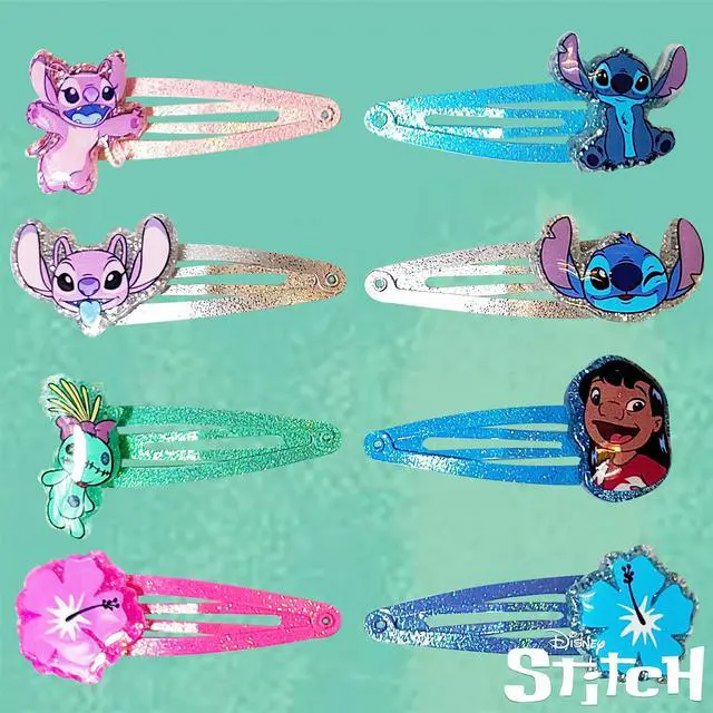 Alt view image 2 of 7 - Disney Stitch Kids Hair Clips for Girls Snap Clips 8 Pack Multi Color Ages 3+