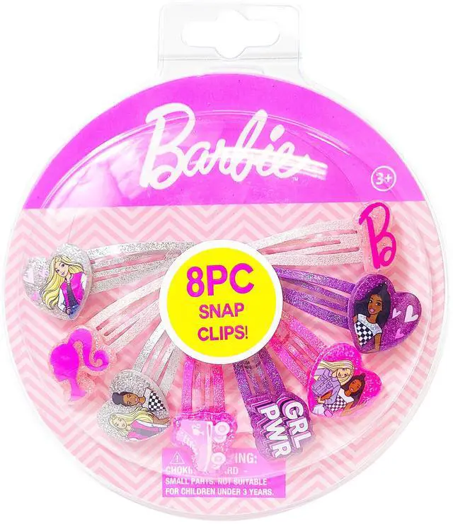 Main image of Barbie Hair Clips for Girls Snap Clips 8 Pack Multi Color Ages 3+