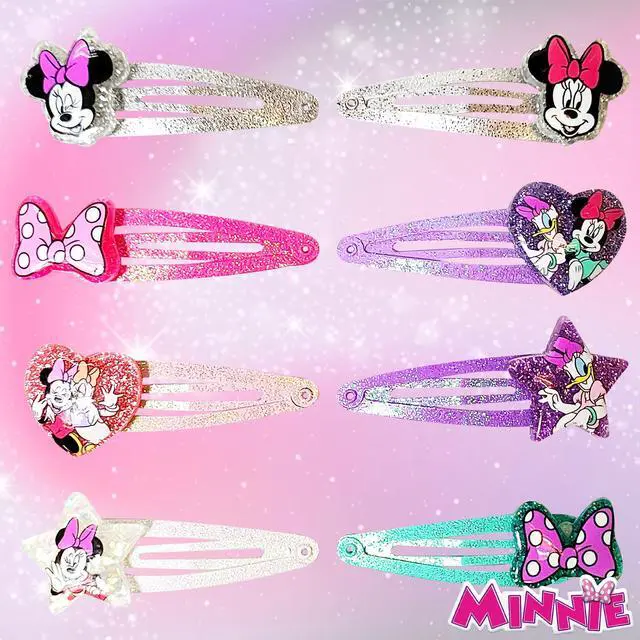 Alt view image 2 of 7 - Disney Minnie Kids Hair Clips for Girls Snap Clips 8 Pack Multi Color Ages 3+