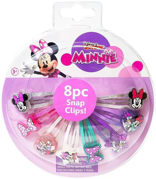 Main image of Disney Minnie Kids Hair Clips for Girls Snap Clips 8 Pack Multi Color Ages 3+