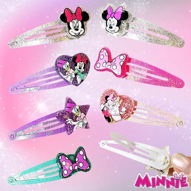 Alt view image 5 of 7 - Disney Minnie Kids Hair Clips for Girls Snap Clips 8 Pack Multi Color Ages 3+