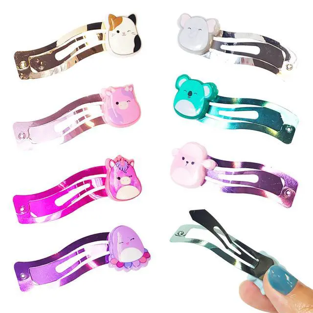 Alt view image 2 of 6 - Kids Hair Clips for Girls Squishmallows Snap Clips 8 Pack Multi Color Ages 8+