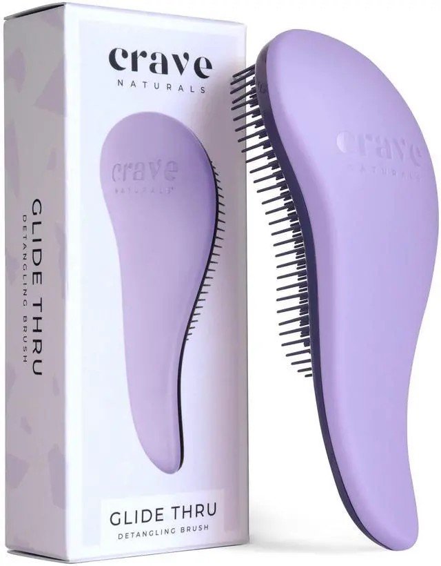 Main image of Glide Thru Hair Brush - Detangler Brush for Curly, Straight, Wet or Dry Hair - Gentle Detangling Brushes for Adults, Kids, Toddlers - Hair Accessories for Women, 7.5x3" - Purple
