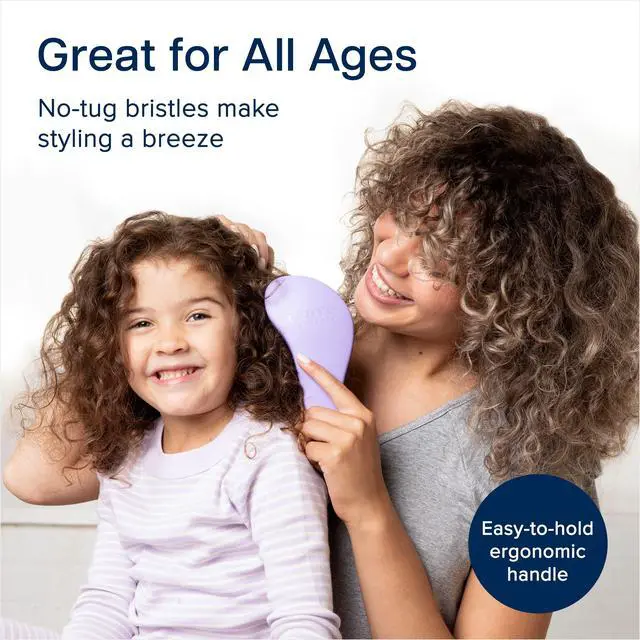 Alt view image 5 of 7 - Glide Thru Hair Brush - Detangler Brush for Curly, Straight, Wet or Dry Hair - Gentle Detangling Brushes for Adults, Kids, Toddlers - Hair Accessories for Women, 7.5x3" - Purple