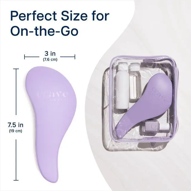 Alt view image 6 of 7 - Glide Thru Hair Brush - Detangler Brush for Curly, Straight, Wet or Dry Hair - Gentle Detangling Brushes for Adults, Kids, Toddlers - Hair Accessories for Women, 7.5x3" - Purple