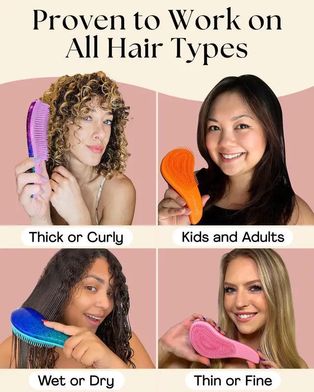 Alt view image 4 of 7 - Detangler Brush for Women & Toddlers, Wet & Dry Hair Brush